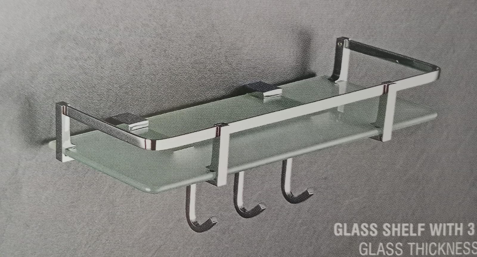 DECOR GLASS SHELF WITH 3 HOOK GS066